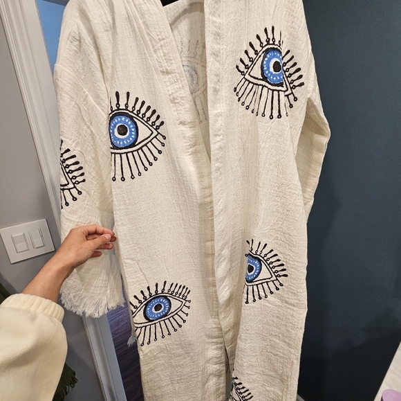 The Vanessa - 100% Turkish cotton - white with blue eyes - Picture 5 of 5